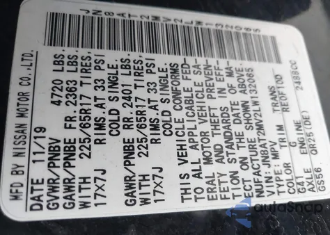 2020 Nissan Rogue Sv Intelligent Awd z USA, uszkodzony, nr VIN JN8AT2MV2LW132065